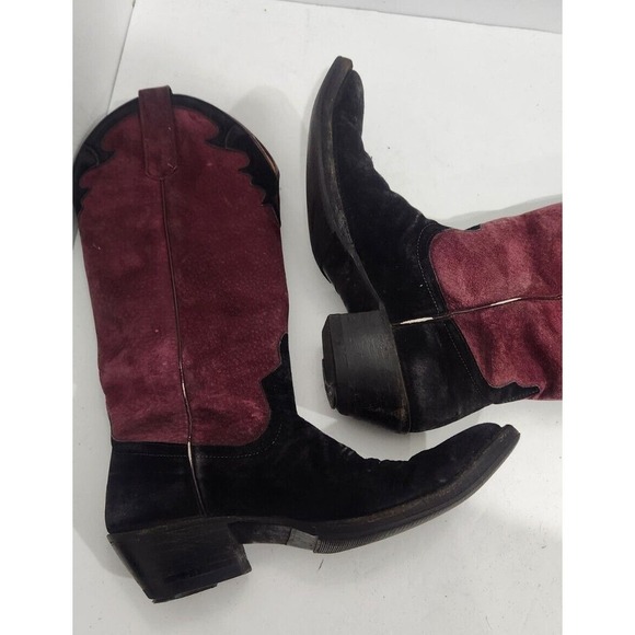 Anderson Bean 4170C Suede Cabernet Black Womens Western Boots Size 4 Made In USA - Picture 5 of 14